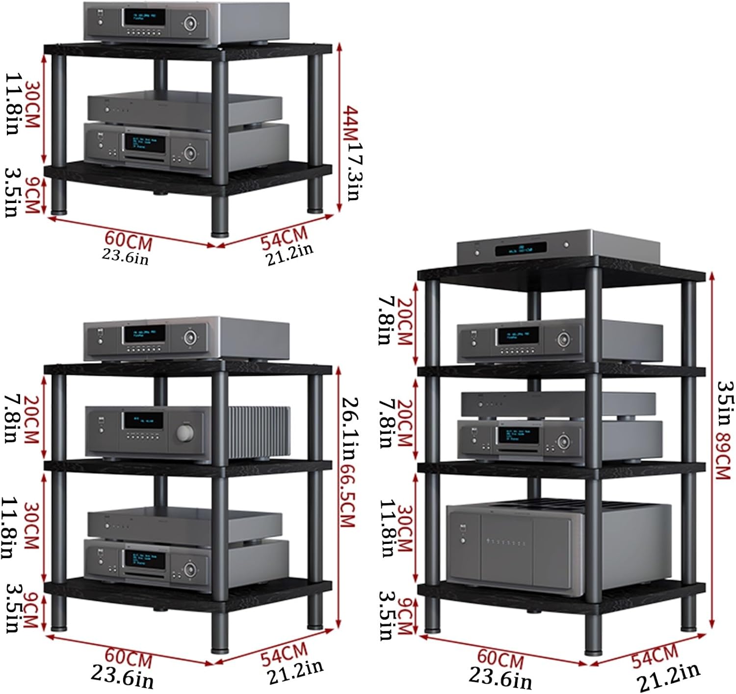 Multi-Function Media Stand, Desktop AV Rack for Video & Audio, Rubber Feet Entertainment Center, TV Stand Cabinet (White, 23.6"x17.3") - Stylish & Versatile