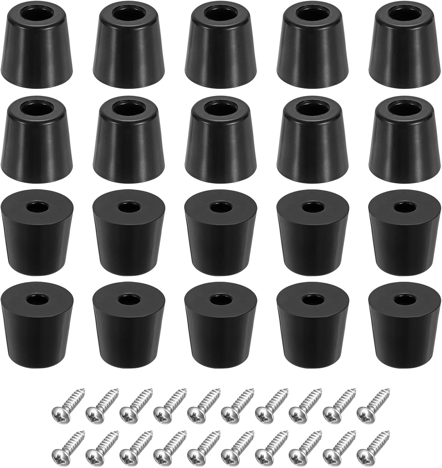 uxcell 100Pcs Rubber Bumper Feet, 0.2" H x0.71 W Round Pads with Stainless Steel Washer and Screws for Furniture, Appliances, Electronics