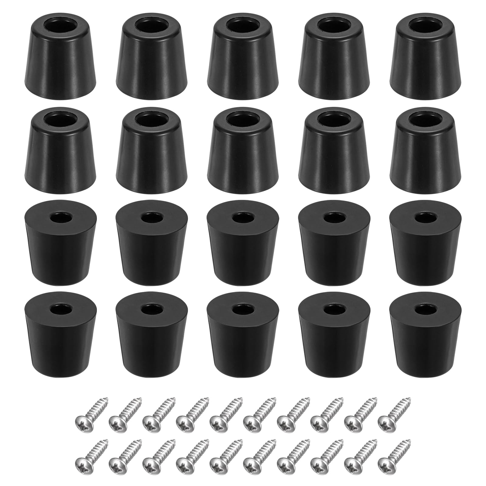 uxcell 100Pcs Rubber Bumper Feet, 17mm H x 19mm W Round Pads with Stainless Steel Washer and Screws for Furniture Appliances