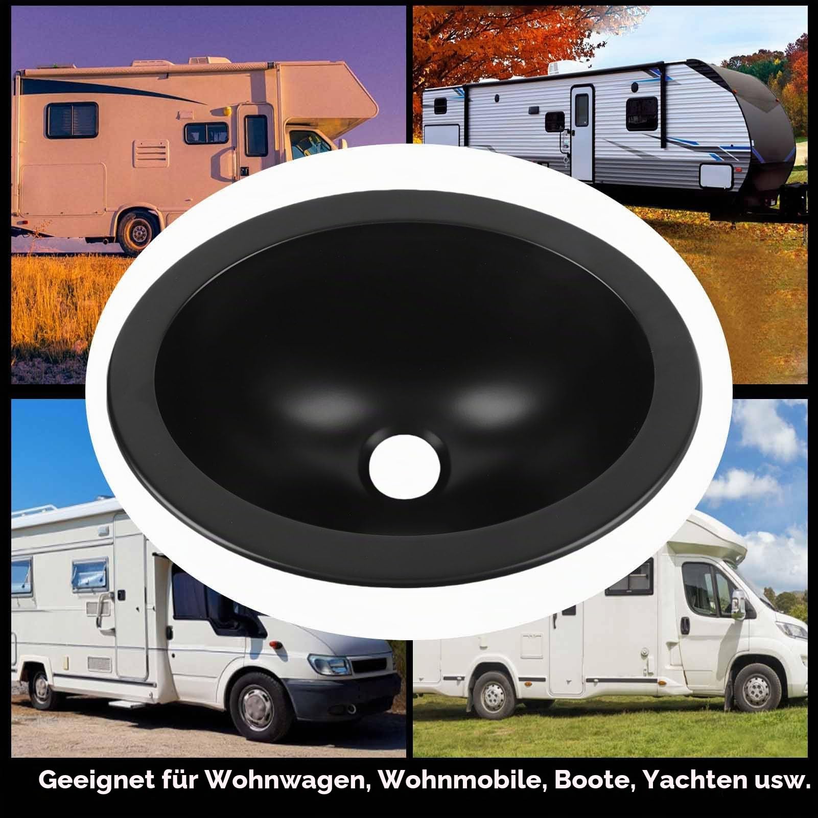 Campervan Round Waschbecken, 304 Edelstahlwaschbecken mit Auslassraum für Wohnmobile, Boot, Yacht -Badezimmerküche, Gebaut für Dauer, Leicht zu Reinigen, Ideal für das Camping