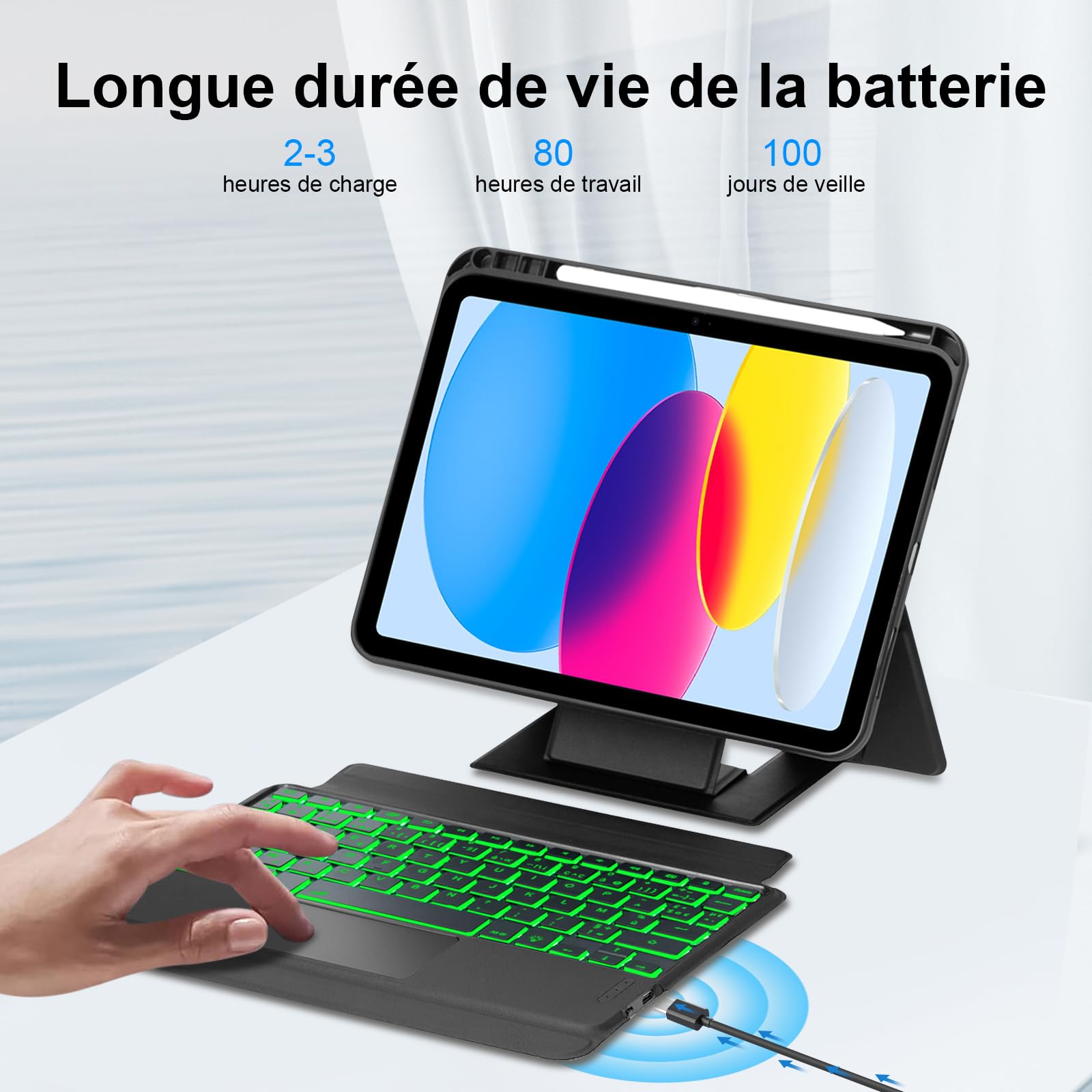 SENGBIRCH Coque Clavier pour iPad A16 11/10ème Gén(11" 2025/10.9" 2022)