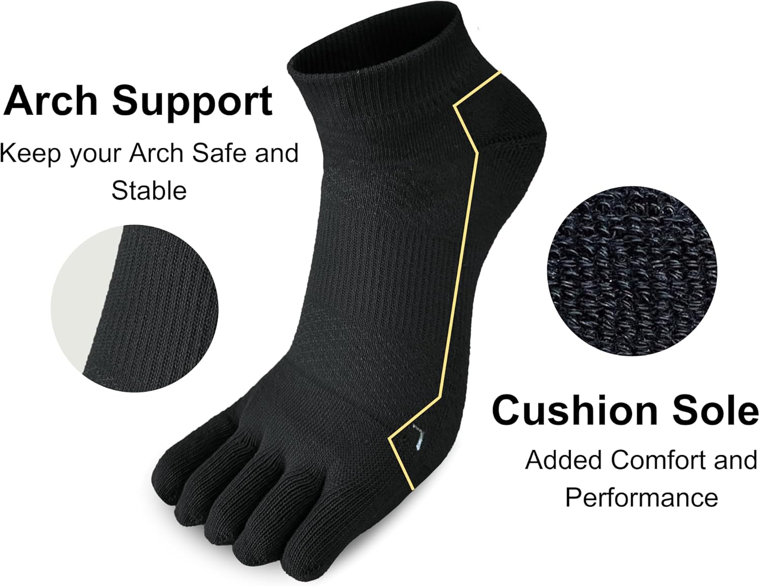Cushion Running Toe Socks Athletic Five Finger Socks Ankle Toe Socks for Men and Women No Blister - Image 3