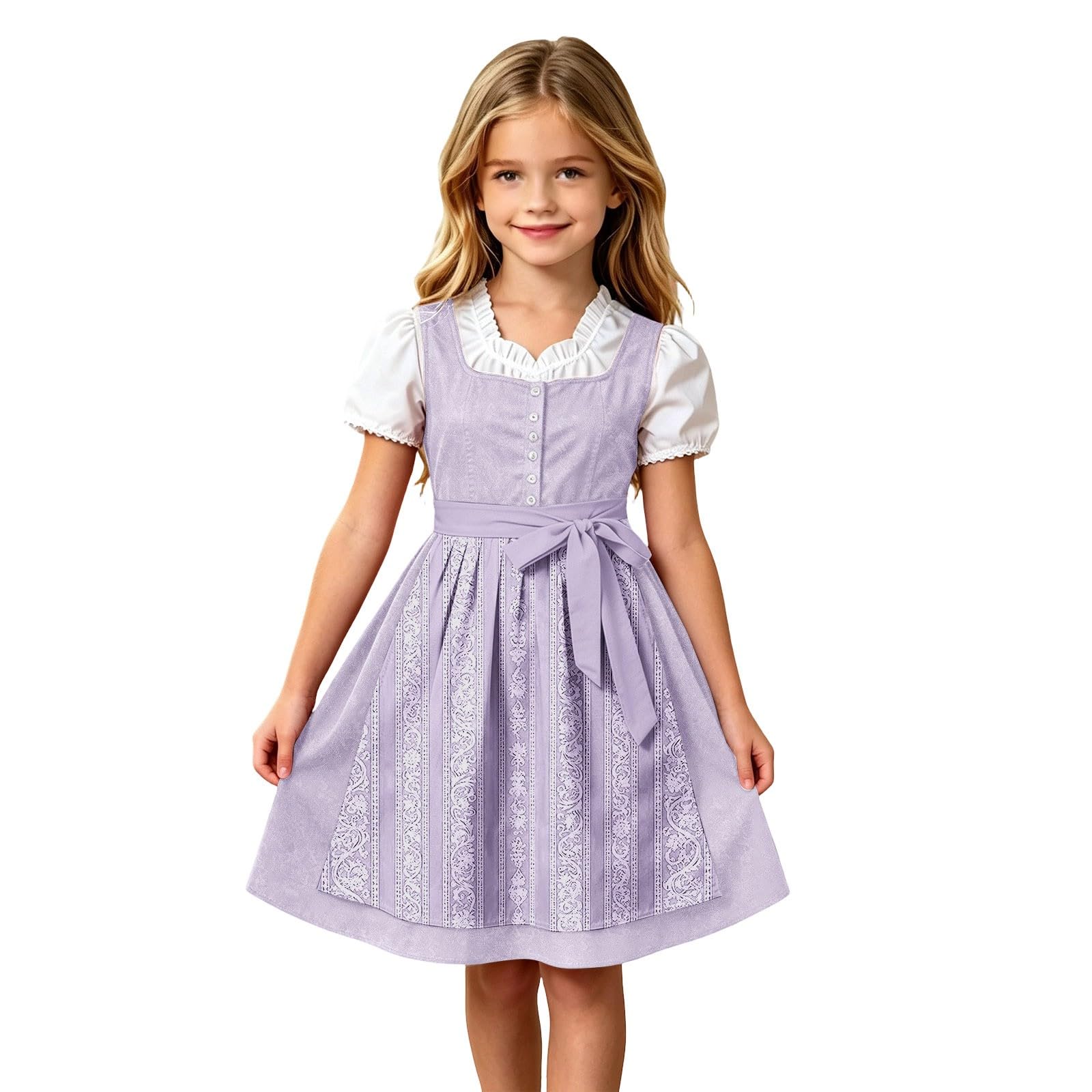 Girls Oktoberfest Costume Bavarian Beer Festival Dirndl Dress with Apron — image 1