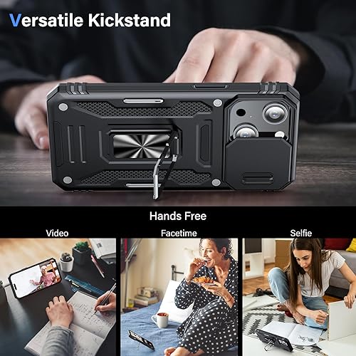 Miniatura 5 de Casus - Funda diseñada para iPhone 15 Plus con protector de pantalla de grado militar, a prueba de golpes, funda deslizante para cámara con anillo