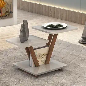 Mesa de Centro Laguna 2 Andares em MDF com Design Moderno Decorativo - Off White