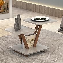Mesa de Centro Laguna 2 Andares em MDF com Design Moderno Decorativo - Off White