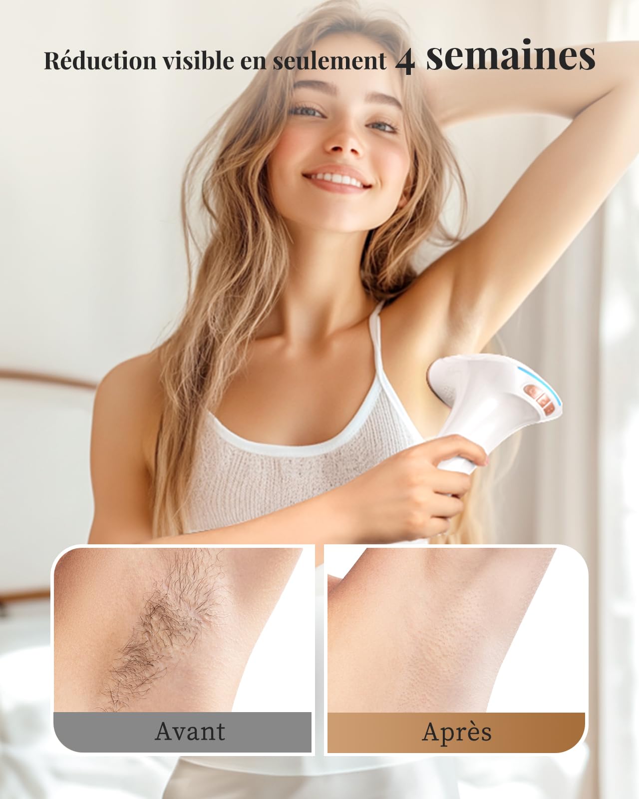 Haarlosy Épilateur Lumière Pulsée, Grande Fenêtre 5 cm², 999,900 Flashs IPL, 9 Niveaux & 2 Modes, Auto/Manuel – Épilation Laser Définitive Maison Femme & Homme, Visage, Corps, Aisselles, Bikini