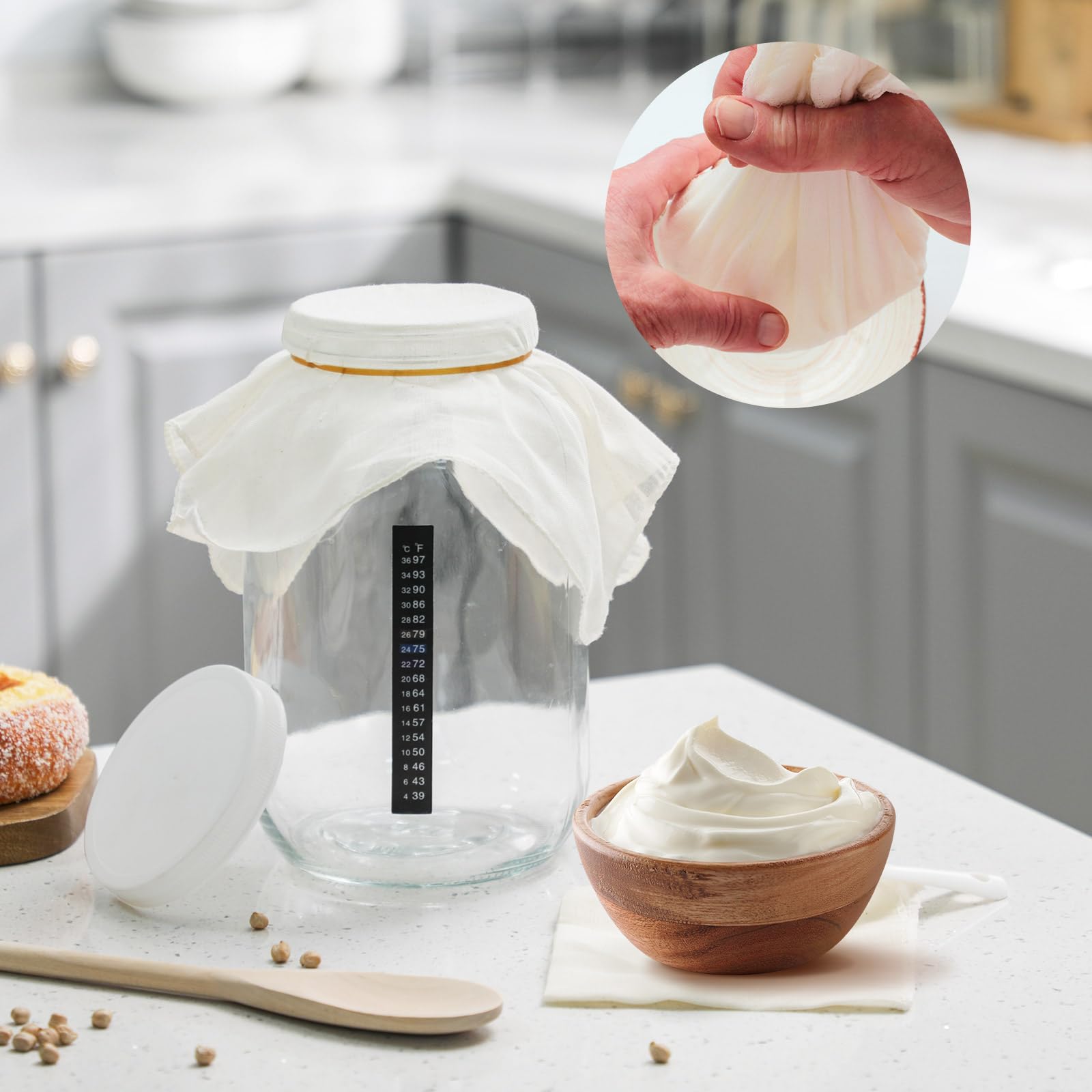 Honeydak 16-teiliges Kefirglas-Set, 3,6 l breite Öffnung mit Sieb, plus