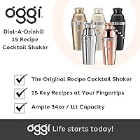 Vista 7 de OGGI Dial A Drink - Coctelera - Dorado, 15 recetas, colador integrado, 34 onzas, la bebida original y única, mezclador de bebidas ideal