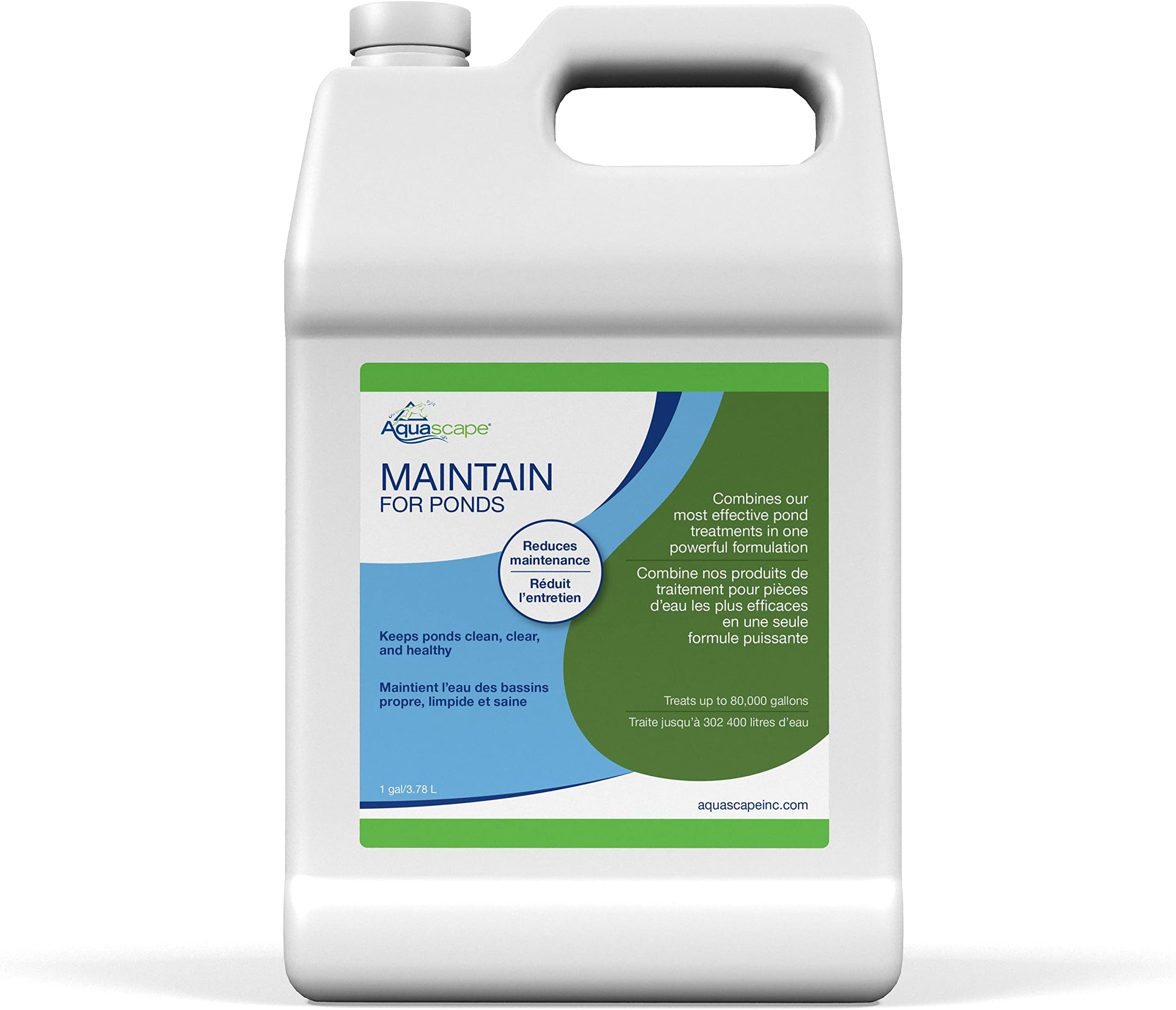 Aquascape MAINTAIN Water Treatment for Koi and Fish Ponds, Easy To Use, Powerful Blend of Beneficial Bacteria, Phosphate Binder, Flocculent, and Detoxifier, 1 gallon / 3.78 L | 96060