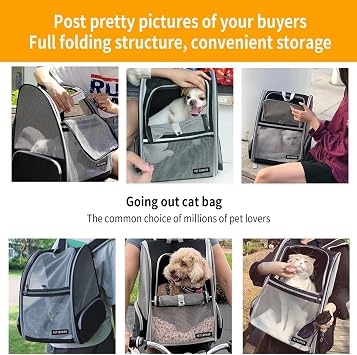 Cat Backpack，Expandable Cat Carrier Backpack, Dog Backpack Carrier and Pet Carrier Backpack, Suitable for Cats, Dogs Kittens to Large Cats 20 lbs or Small Dogs, Travel Friendly Puppy Cat Bag (Black)
