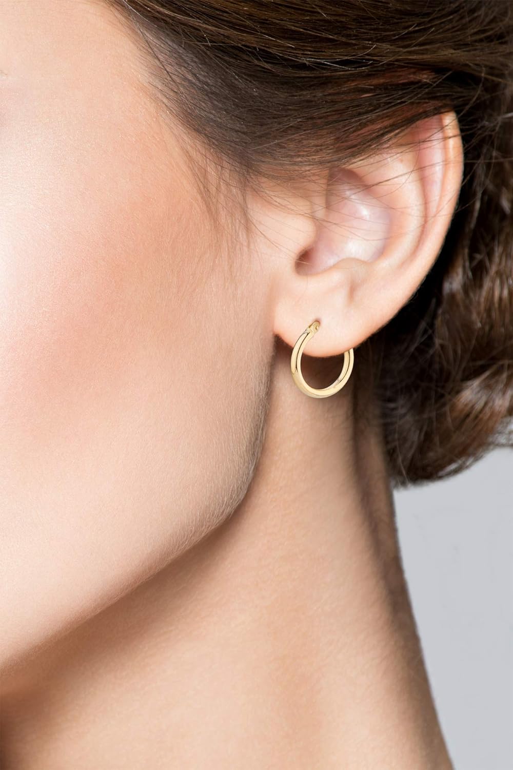 Miabella Italian 18K Gold Plated 925 Sterling Silver 2mm High Polished Round Tube Hoop Lightweight Earrings for Women Made in Italy