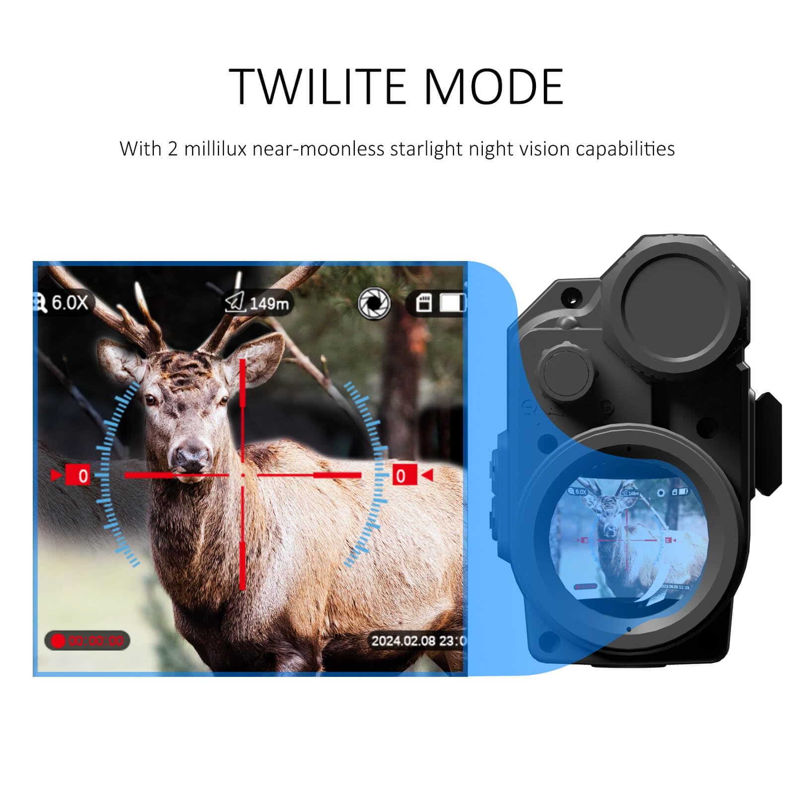 Twilite Night Vision Monocular - Full Color 4-8x40mm Digital Night Vision Camera for Camping Hunting & Fishing