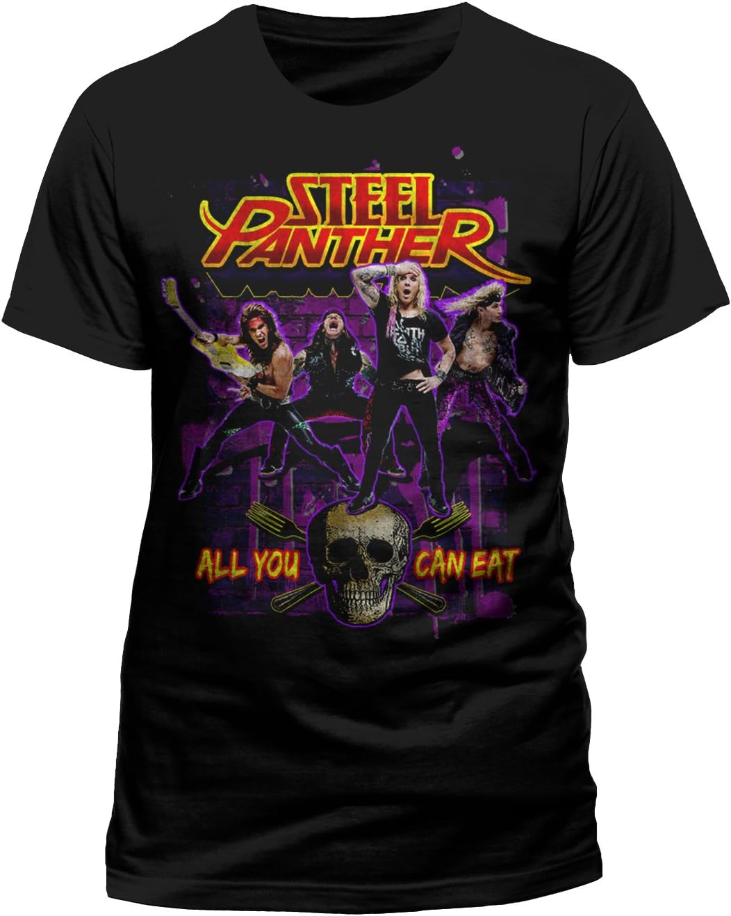 LoudClothing Men's Steel Panther-Ayce Short Sleeve T-Shirt