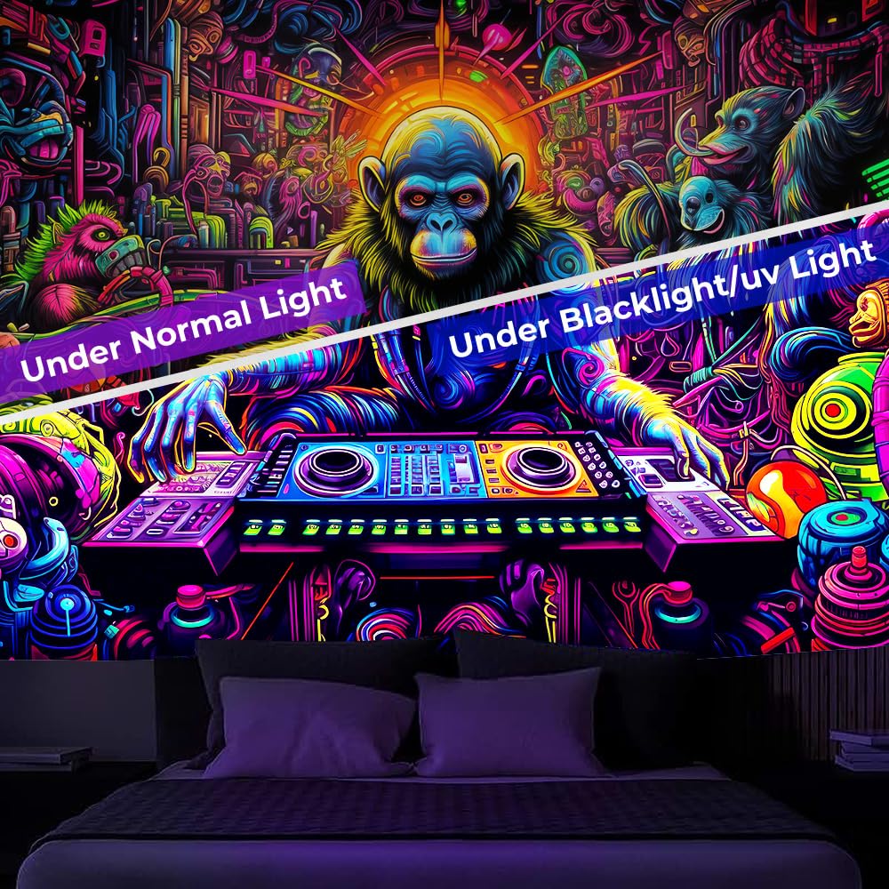 Amazon.com: Blacklight Tapestry for Bedroom DJ Gorilla Music