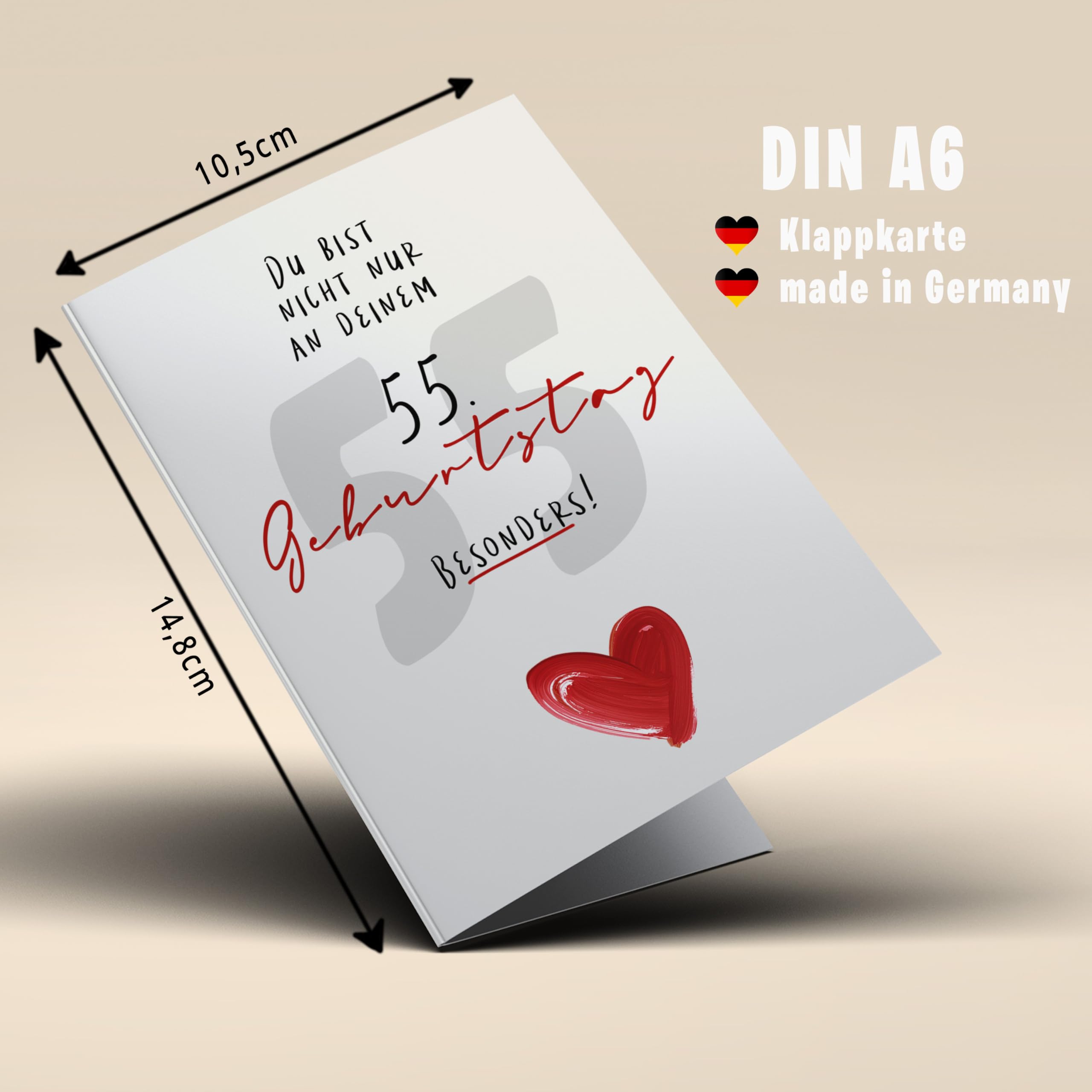 Personalisiertbare Geburtstagskarte Zum 55. – Edelstahl, Lasergraviert, Im Geschenkumschlag