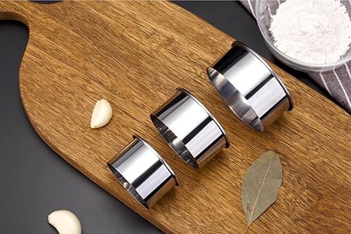 Miniatura 5 de Juego de 6 cortadores redondos de galletas Moldes circulares de acero inoxidable para pasteles, galletas, albóndigas, pasteles, moldes de dona para