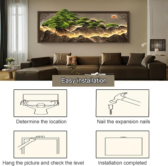3D Decorative Painting, Creative Wall Sculptures with LED Light, Wall Art Decor Painting, Modern Hanging Mural, for Living Room Entrance Bedroom(Brown 1,30 * 90cm/11.8 * 35.4in)