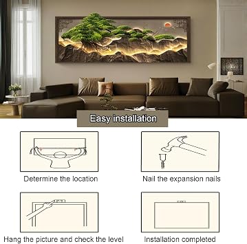 3D Decorative Painting, Creative Wall Sculptures with LED Light, Wall Art Decor Painting, Modern Hanging Mural, for Living Room Entrance Bedroom(Brown 1,30 * 90cm/11.8 * 35.4in)
