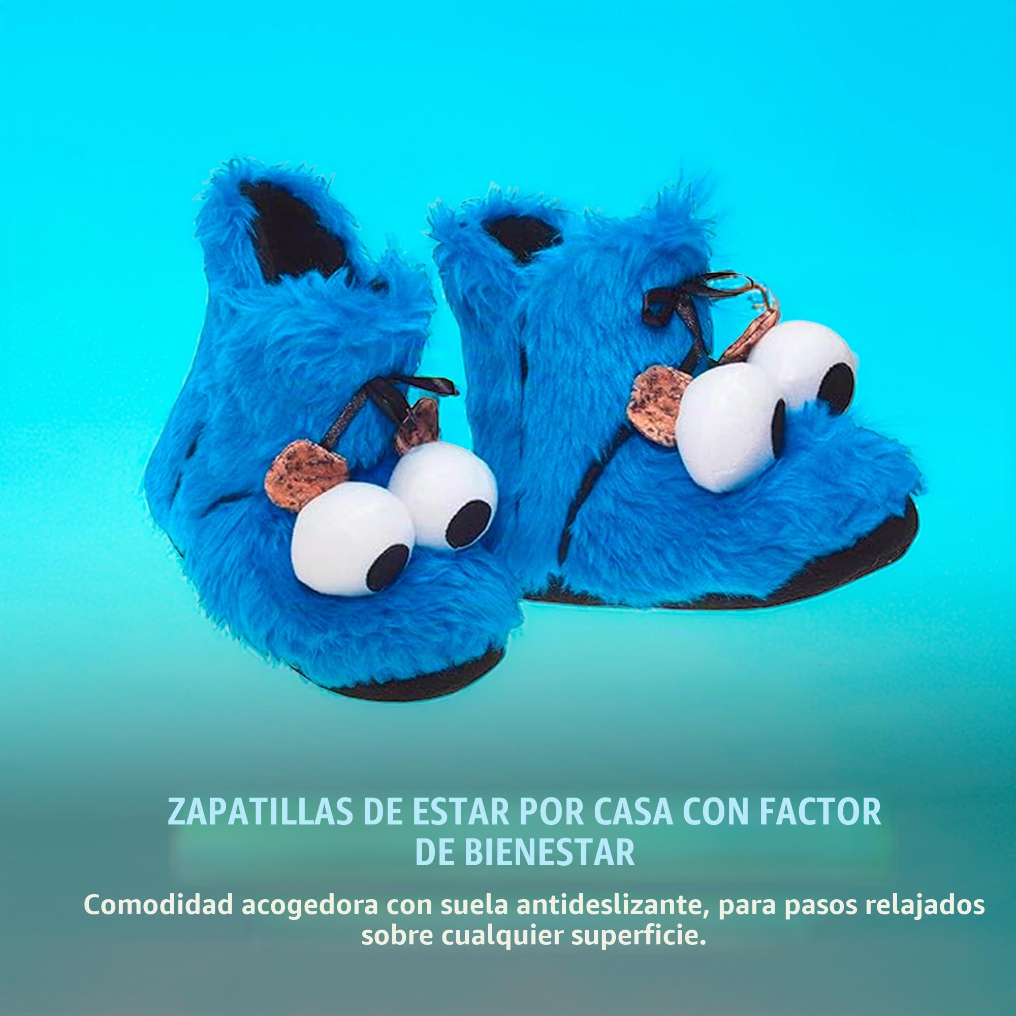 United Labels Sesame Street - Zapatillas de estar por casa con diseño de monstruo de las galletas en 3D, color azul