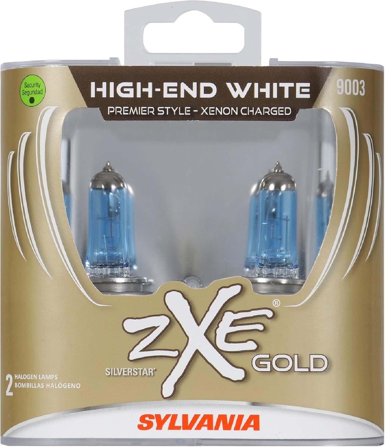 SYLVANIA - 9003 (HB2, H4) SilverStar zXe GOLD High Performance Halogen Headlight Bulb - Headlight & Fog Light, Bright White Output, Best HID Alternative, Xenon Charged Technology (Contains 2 Bulbs)