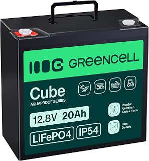 Green Cell CUBE LiFePO4 Akku 20Ah 12.8V – Lithium-Eisenphosphat-Batterie für Wohnmobile, Boote, Solaranlagen, Off-Grid-Systeme, mit BMS, leicht & sicher