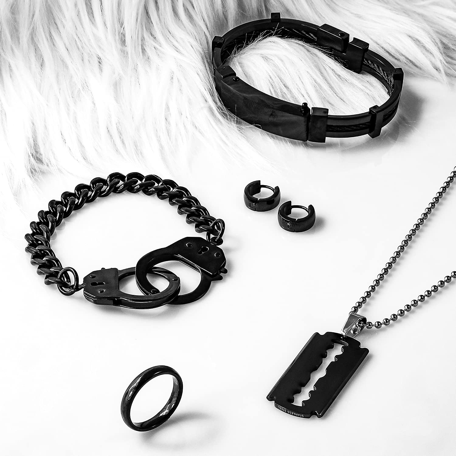 Bling Jewelry Anillo de boda de titanio para parejas diseño simple y liso cúpula negra para hombre y mujer ajuste cómodo 4MM