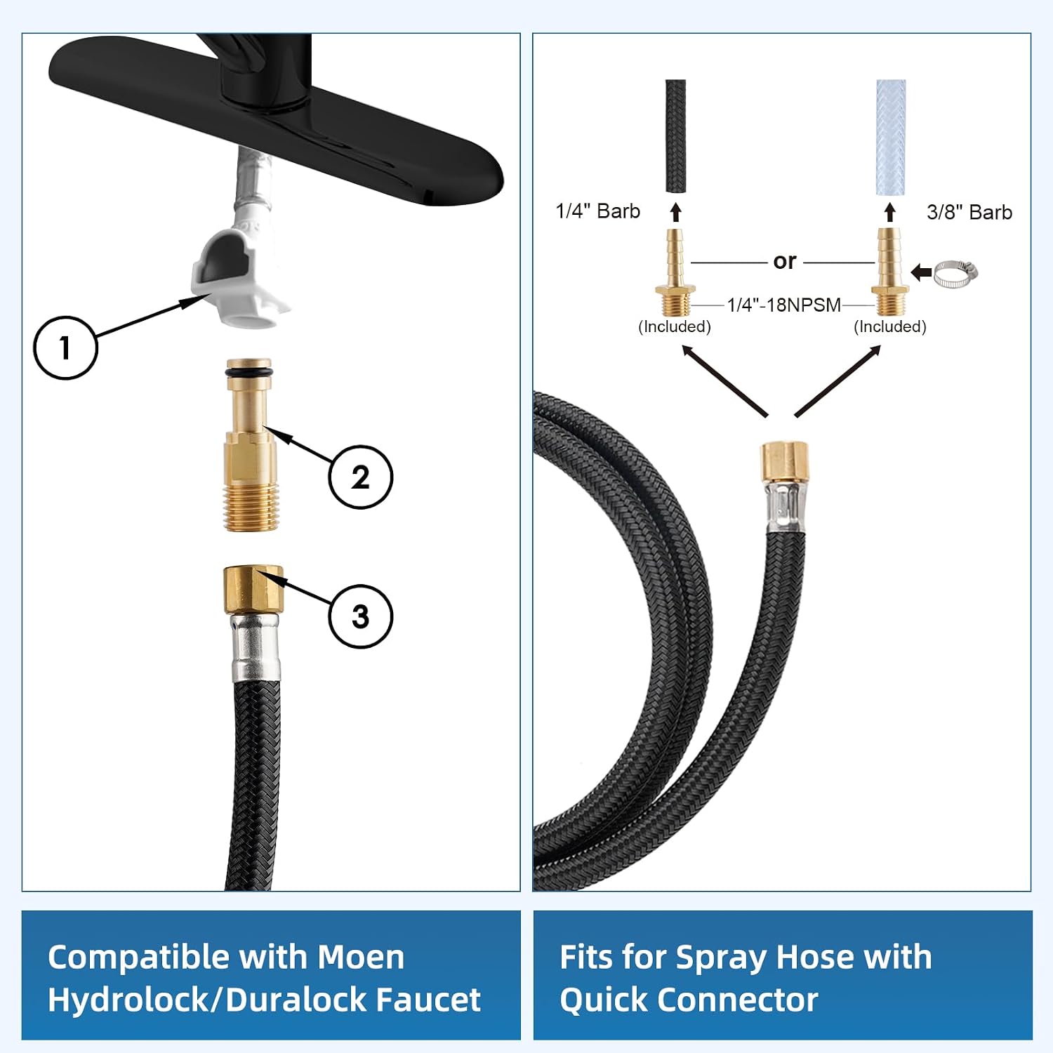 Universal Kitchen Side Sprayer Compatible with Moen Faucet, Kitchen Sink Faucet Sprayer Replacement with Quick Connector/Hose/Holder, Pull Out Sprayer Head Replacement, Easy Install, Oil Rubbed Bronze