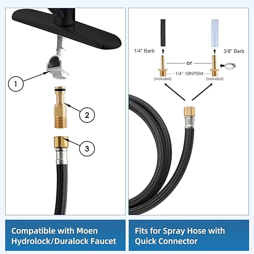 Miniatura 3 de Pulverizador lateral universal de cocina compatible con grifo Moen, reemplazo del rociador de grifo de fregadero de cocina con conector rápido,