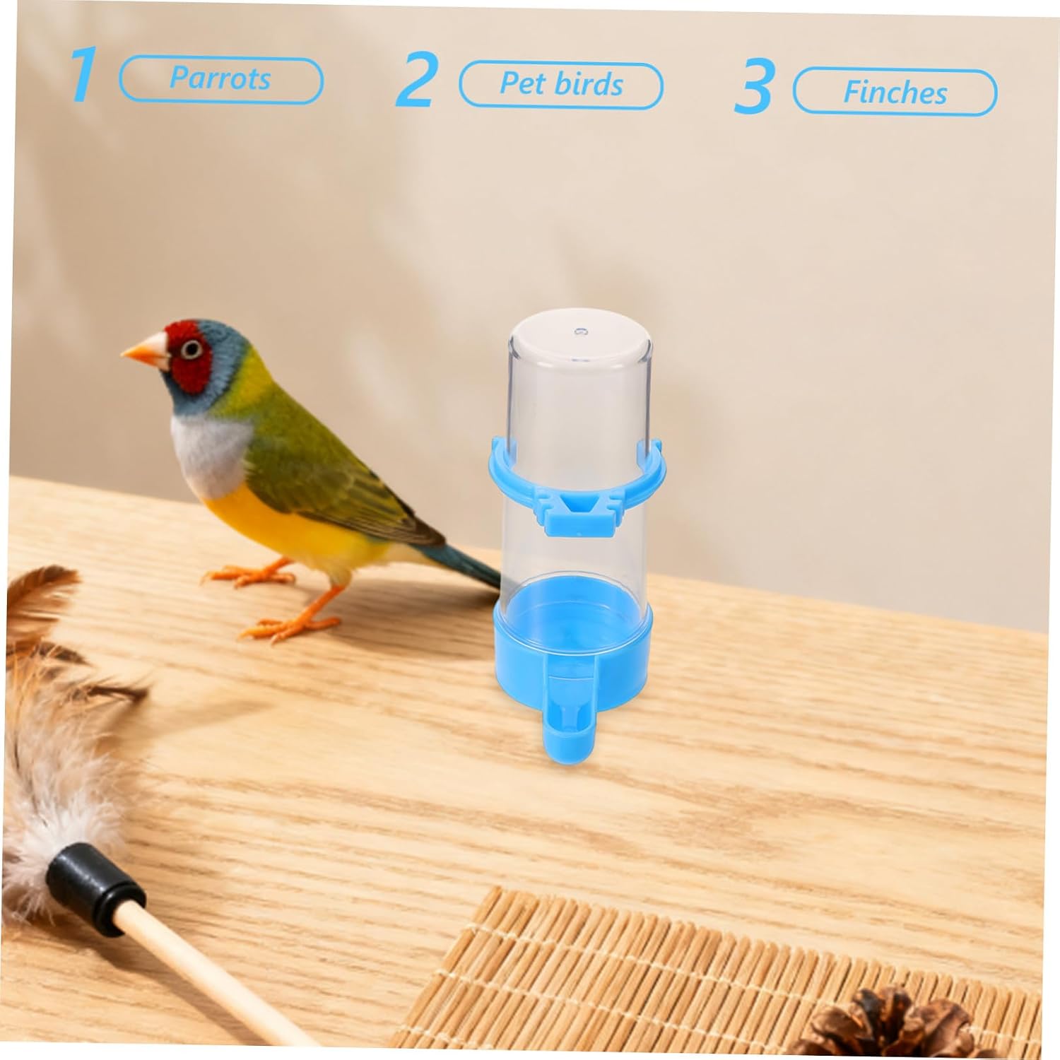 SOLUSTRE Automatic Bird Water Dispenser with Anti-Spill Structure for Cage, 180ml 5pcs Plastic Parrot Water Bottle Suitable for Budgie Finch in Bird Cage