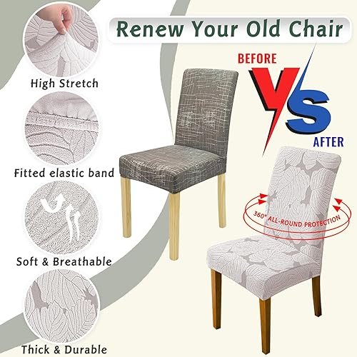 Miniatura 3 de Juego de 6 fundas elásticas de elastano para sillas de cocina, fundas protectoras extraíbles y lavables para sillas de comedor, para el hogar,