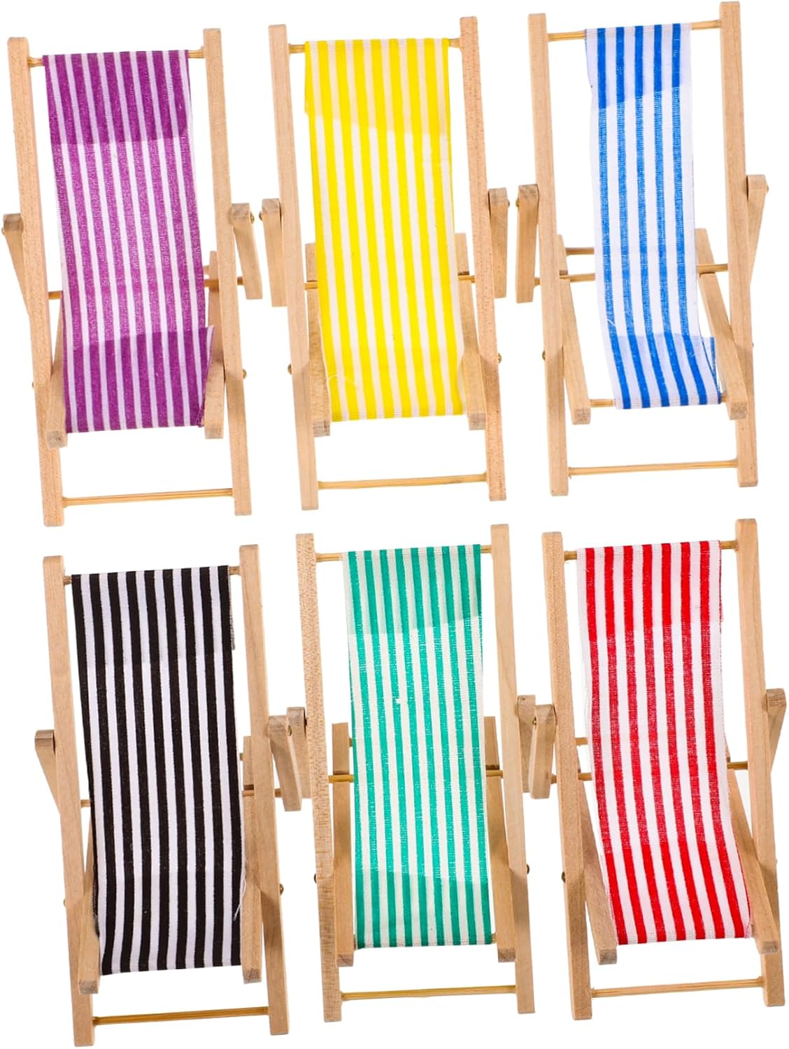 Kisangel Mini Beach Chair Model Folding Dollhouse Lounge Chair 2.95 Inch Micro Landscape Decoration Simulated Foldable Deck for Dollhouse Accessories