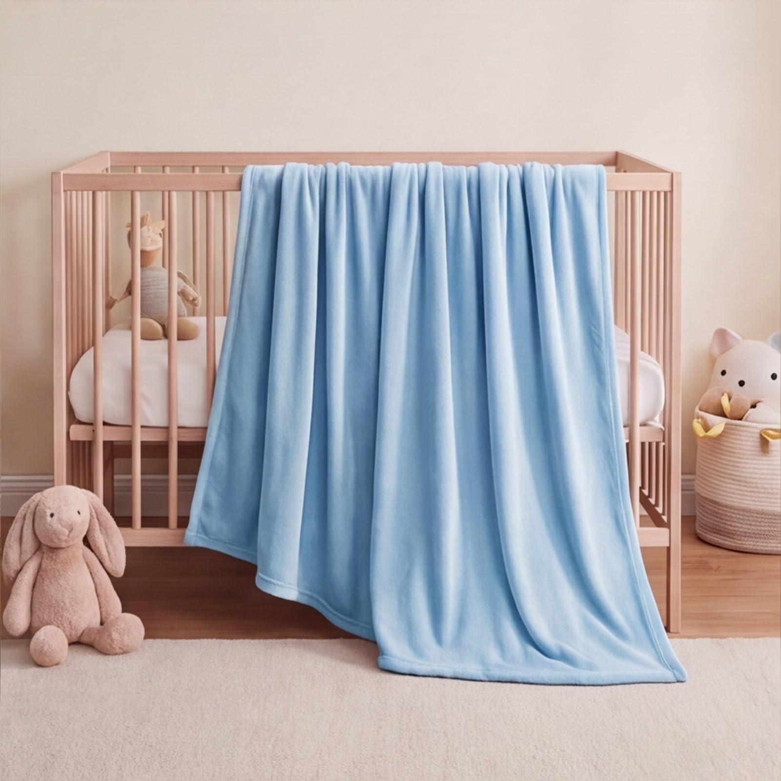 GOUTUI Fleece Blanket Throw 185 x 385 cm Silk Touch Fluffy Sofa Throws Soft Cosy Warm for Bed Settees Armchairs, Blue
