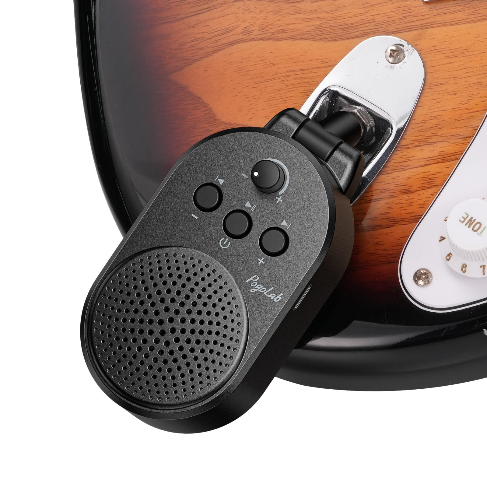 POGOLAB Amplificador de guitarra, mini amplificador enchufable de 5 W con control de música y volumen, amplificador de práctica Bluetooth recargable, altavoz combinado de bolsillo portátil para