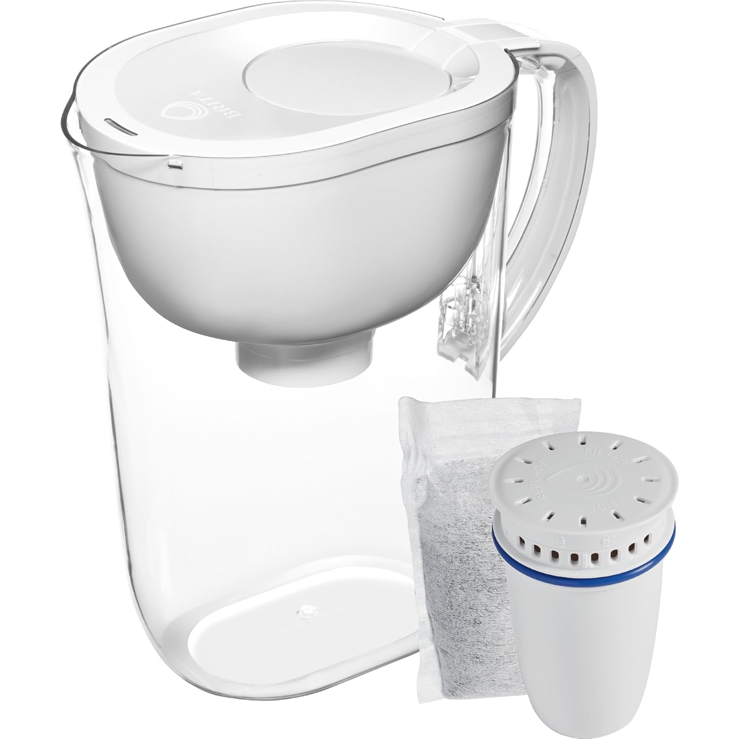 Brita Refillable Water Filtration System with Large 10 Cup Pitcher 1 Shell and 1 Filter, SmartLight Change Indicator, BPA-Free, 80% Less Plastic*, Lasts Two Months, Large, 10-Cup Capacity, White