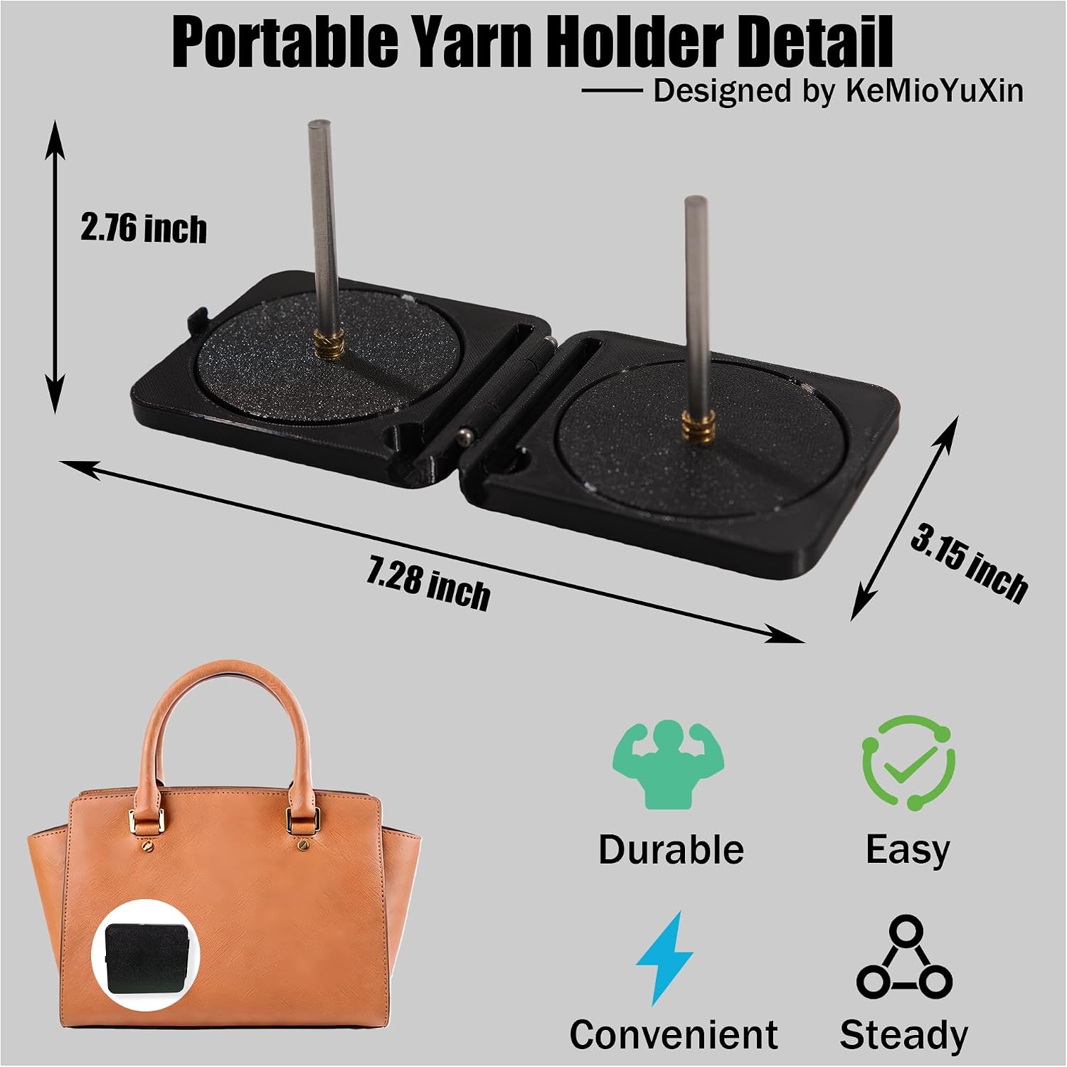 Portable Yarn Holder - Yarn Winder Spinner for Travel Pocket Double Crochet Accessories for Crocheting and Knitting Anti Slip