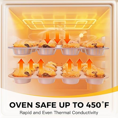 Miniatura 6 de HONGBAKE Juego de utensilios para hornear, juego de moldes para hornear, sartén antiadherente para horno de cocina con agarres más anchos, 10 piezas