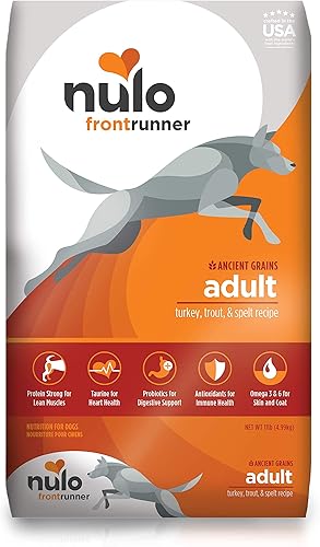 Nulo Frontrunner - Alimento seco para perros adultos - Receta inclusiva de granos con pavo trucha y espelta - Alimentos naturales para mascotas con