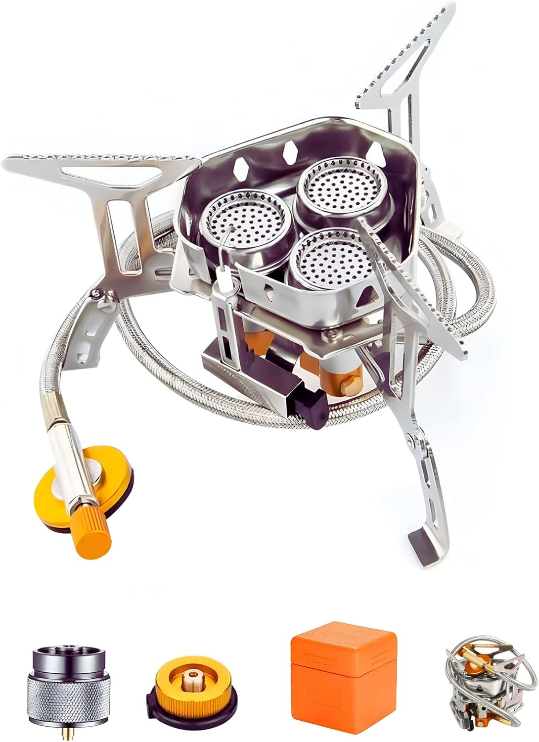 6800W Portable Camping Stove with Piezo Ignition & Adapters 6800W Portable Camping Stove with Piezo Ignition & Adapters