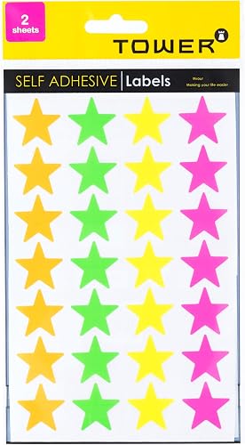 Tower Fluorescent Stars Labels, Large
