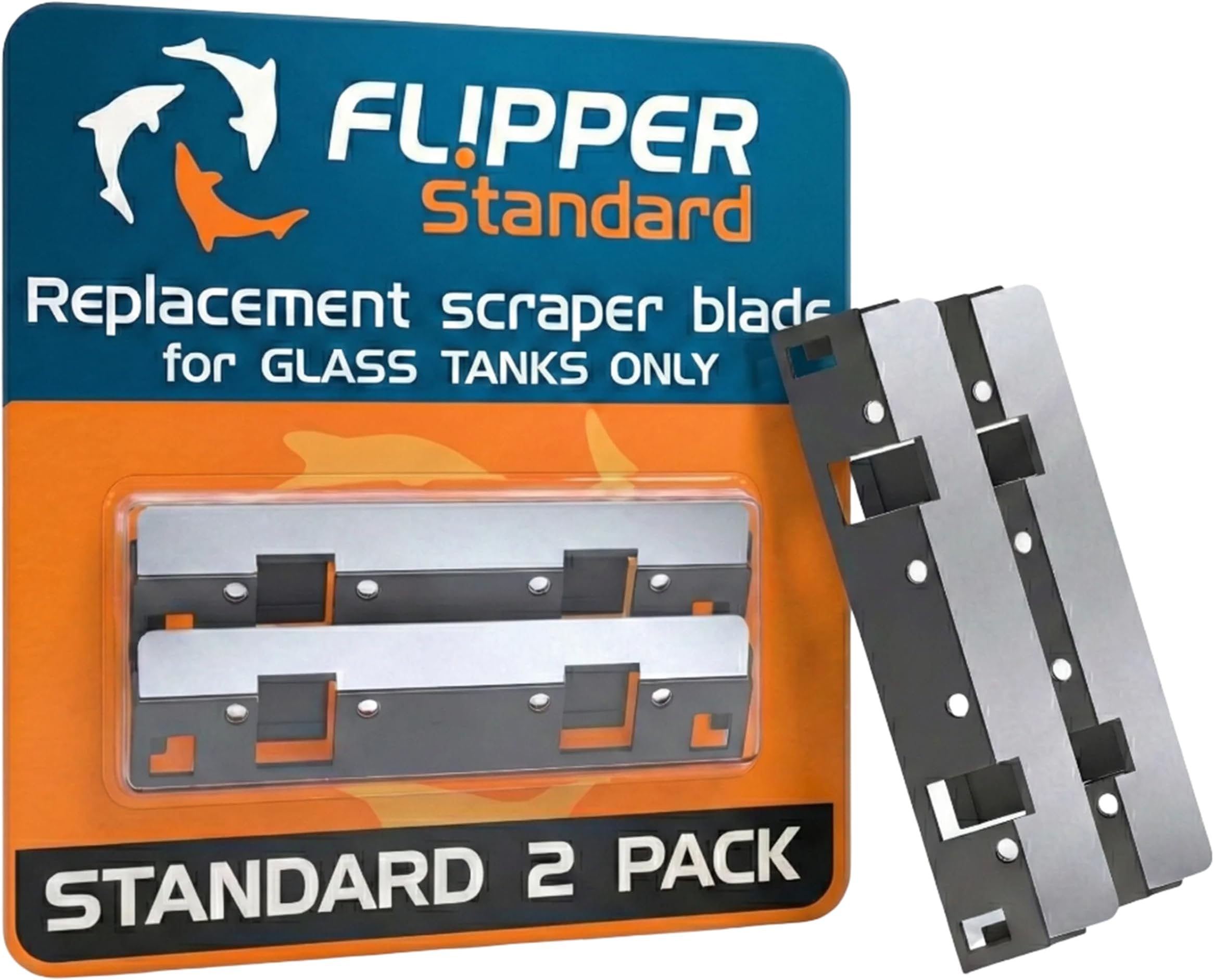 Flipper Standard Aquarium Algae Remover for Fish Tank Cleaner Replacement Blades, Pack of 2 - Glass Scraper Blades for Cleaning Kits - Water Cleaning Accessory