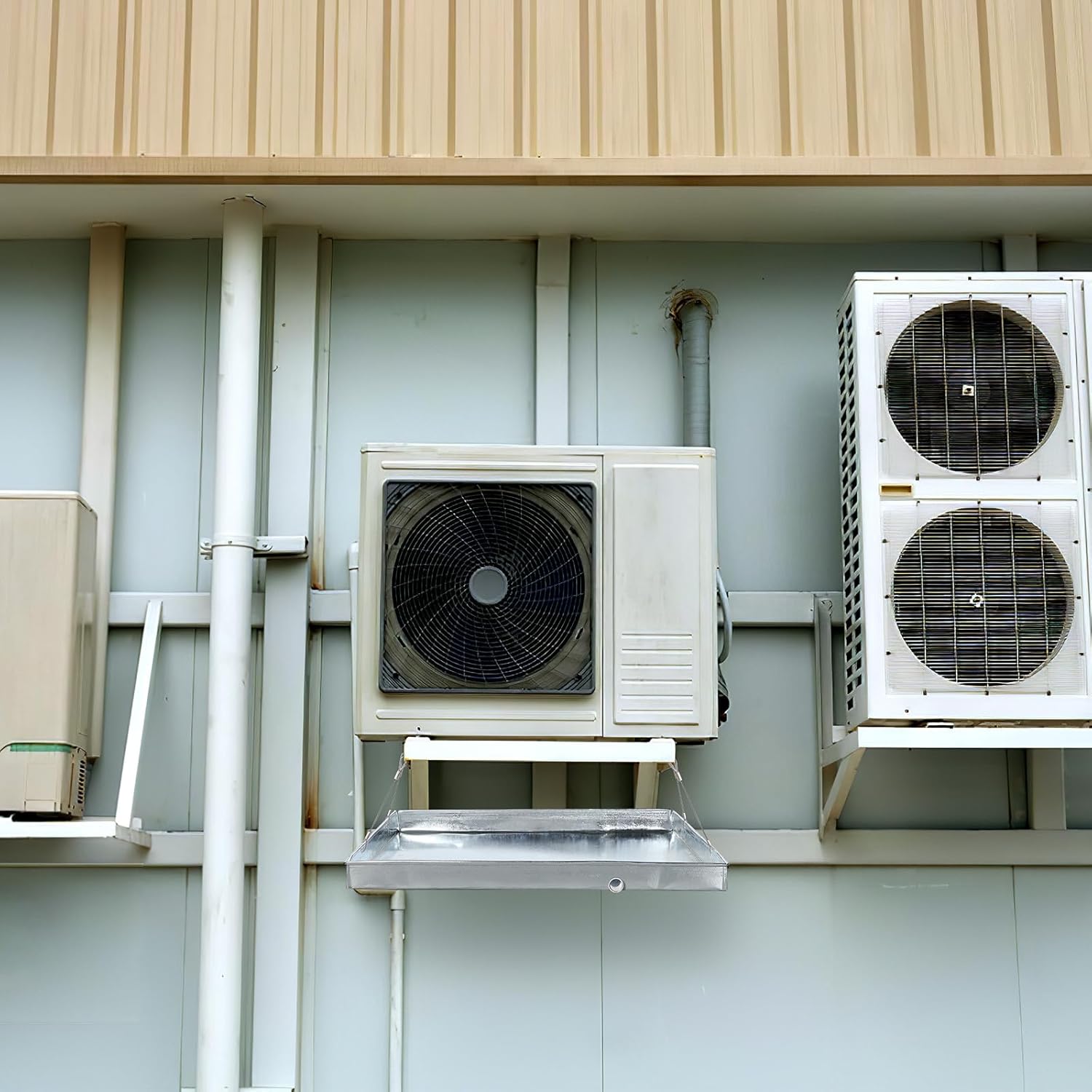 VOSAREA Air Conditioner Drain Pan, Ac Drip Tray with Drainage for Portable Window Ac Units, Leak-Resistant Catch Pan for Home Use, 15. 7 Inch Square Silver