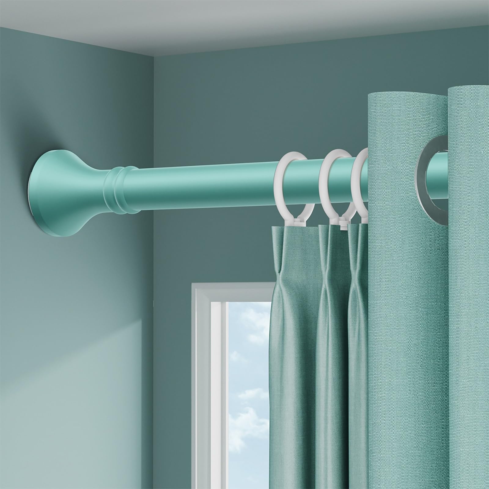 Tringle à rideaux télescopique de 33 mm de diamètre au design vert pour intérieur chic