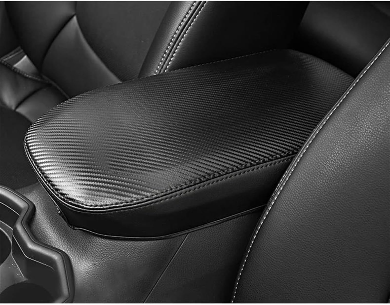 Custodia per bracciolo in pelle per RAV4 XA50 2019-2022 (fibra di carbonio)