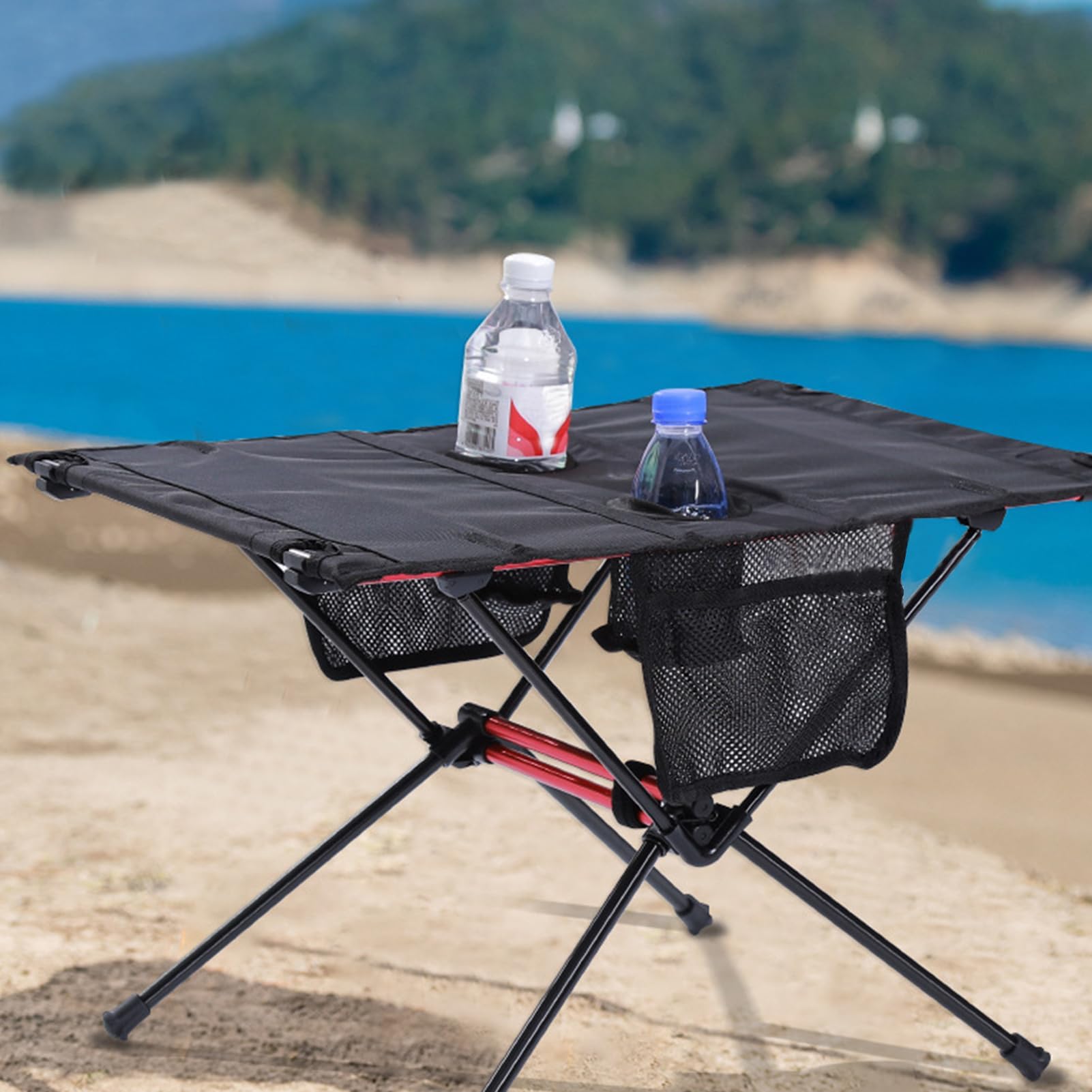 Przenośny stół kempingowy, składany stół piknikowy z uchwytem do noszenia, idealny do użytku wewnątrz i na zewnątrz, na plażę, patio, ogród, grill, kemping, tylną klapę i piknik