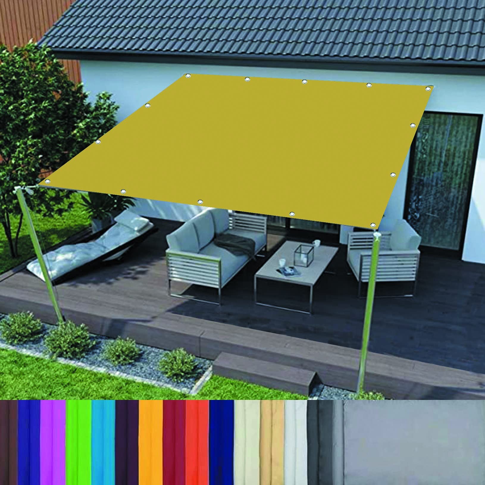 Voile d'ombrage haut de gamme rectangulaire 1.2 x 3.2 m crème auvent