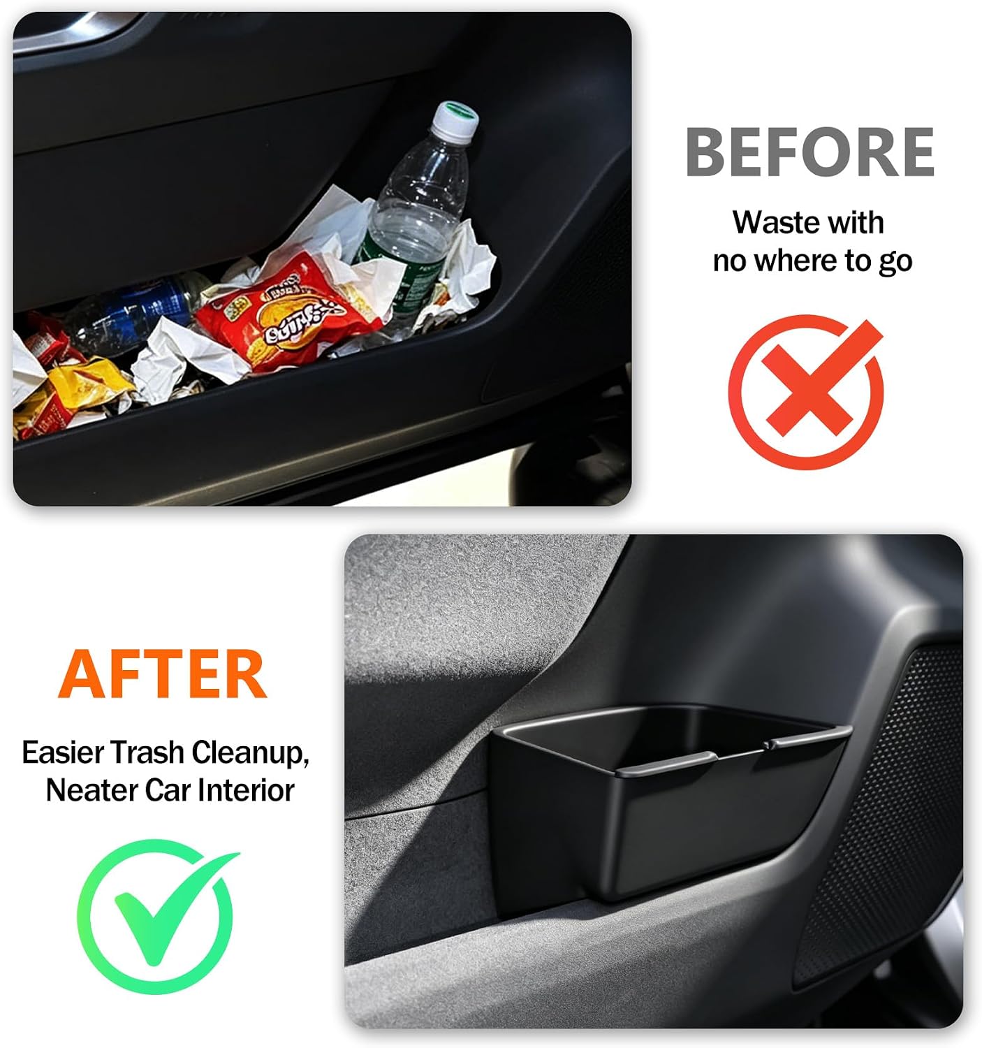 2PCS Door Side Trash Can Compatible with 2026 Toyota RAV4 Plug-in Hybrid&RAV4 Hybrid, Easy to Clean TPE Rubber Door Garbage Bin Storage Box for 6th Gen Toyota RAV4 Accessories