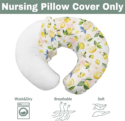 Miniatura 7 de Fundas de almohada de lactancia vintage para bebés con limones para niños y niñas, ramas de limón, hojas, flores, fundas de almohada de lactancia