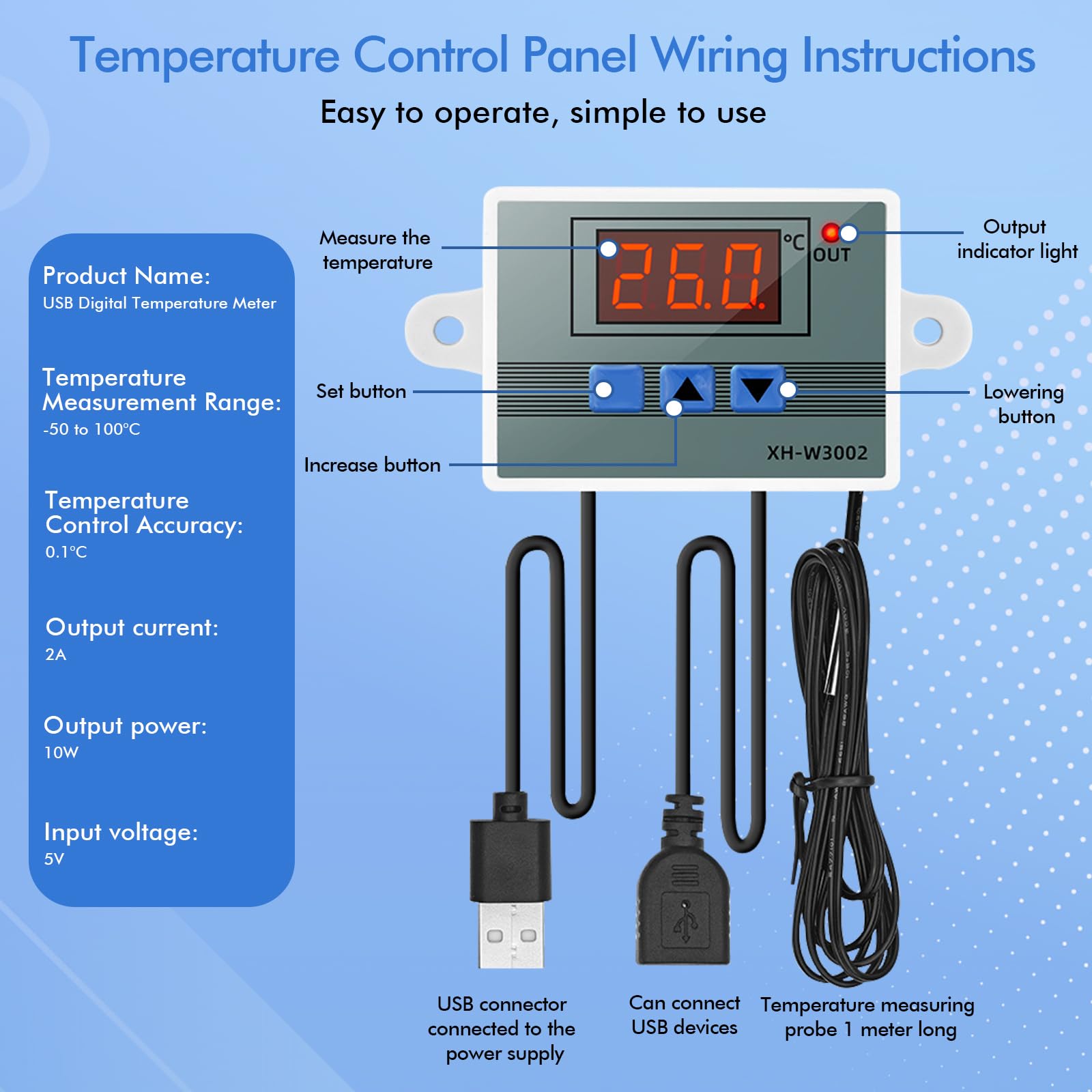Ventilatore da 120 mm con controllo della velocità 220 V, ventola di raffreddamento con regolatore di temperatura digitale, 10 velocità regolabili, ventola di scarico silenziosa per