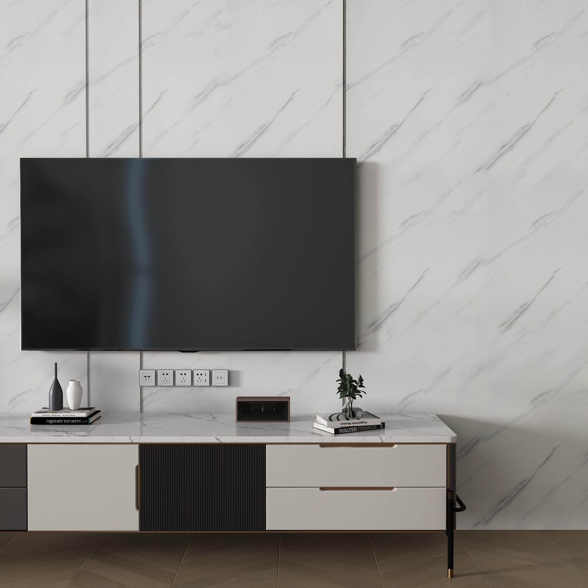 JSEVEM 80CM×9M Extra Breit Dicker Groß Weiß Grau Glänzend Marmor Tapete in Selbstklebende Folie Glatt Klebefolie Steinoptik Möbel Marmoroptik Küchenfolie Selbstklebend Marmor Optik Tapeten Wohnzimmer